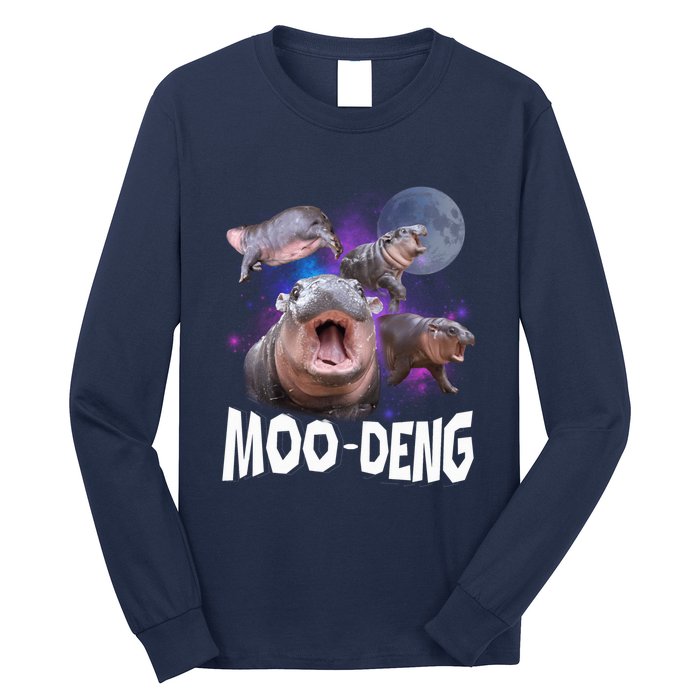 Famous Baby Pygmy Hippo Moo Deng Funny For Animal Lover Long Sleeve Shirt