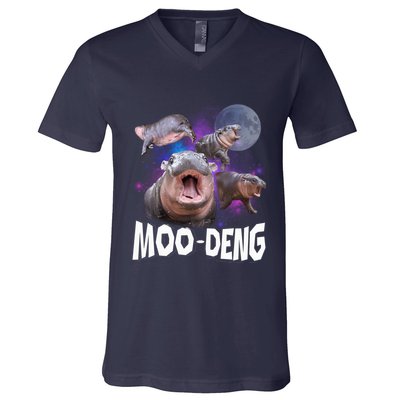 Famous Baby Pygmy Hippo Moo Deng Funny For Animal Lover V-Neck T-Shirt