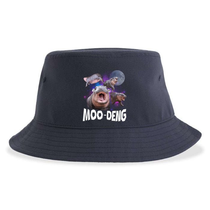 Famous Baby Pygmy Hippo Moo Deng Funny For Animal Lover Sustainable Bucket Hat