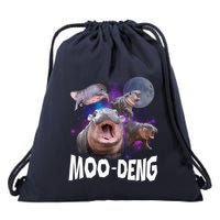 Famous Baby Pygmy Hippo Moo Deng Funny For Animal Lover Drawstring Bag