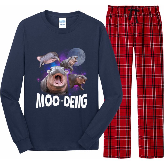 Famous Baby Pygmy Hippo Moo Deng Funny For Animal Lover Long Sleeve Pajama Set