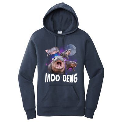 Famous Baby Pygmy Hippo Moo Deng Funny For Animal Lover Women's Pullover Hoodie