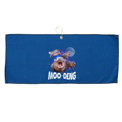 Famous Baby Pygmy Hippo Moo Deng Funny For Animal Lover Large Microfiber Waffle Golf Towel