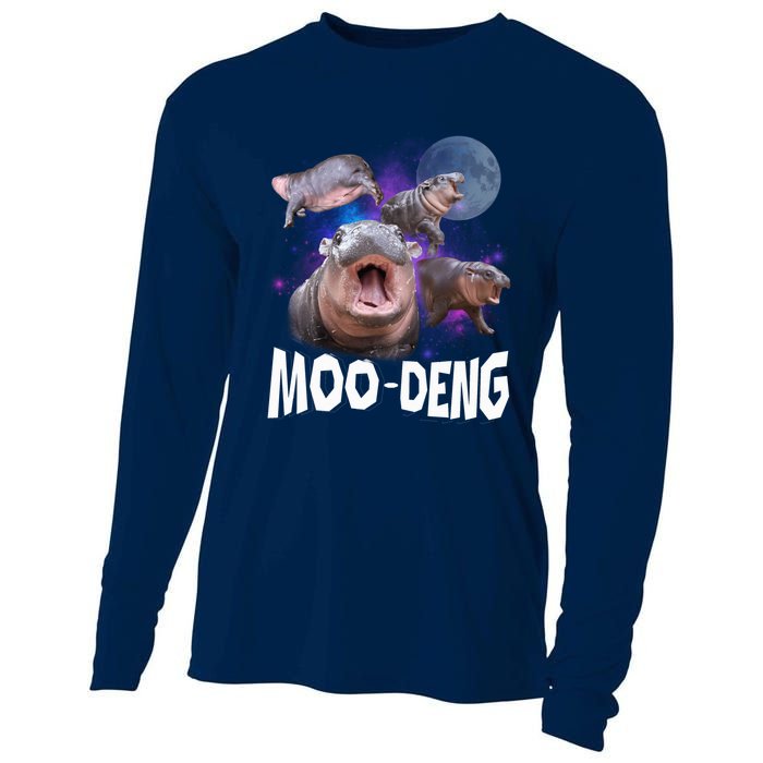 Famous Baby Pygmy Hippo Moo Deng Funny For Animal Lover Cooling Performance Long Sleeve Crew