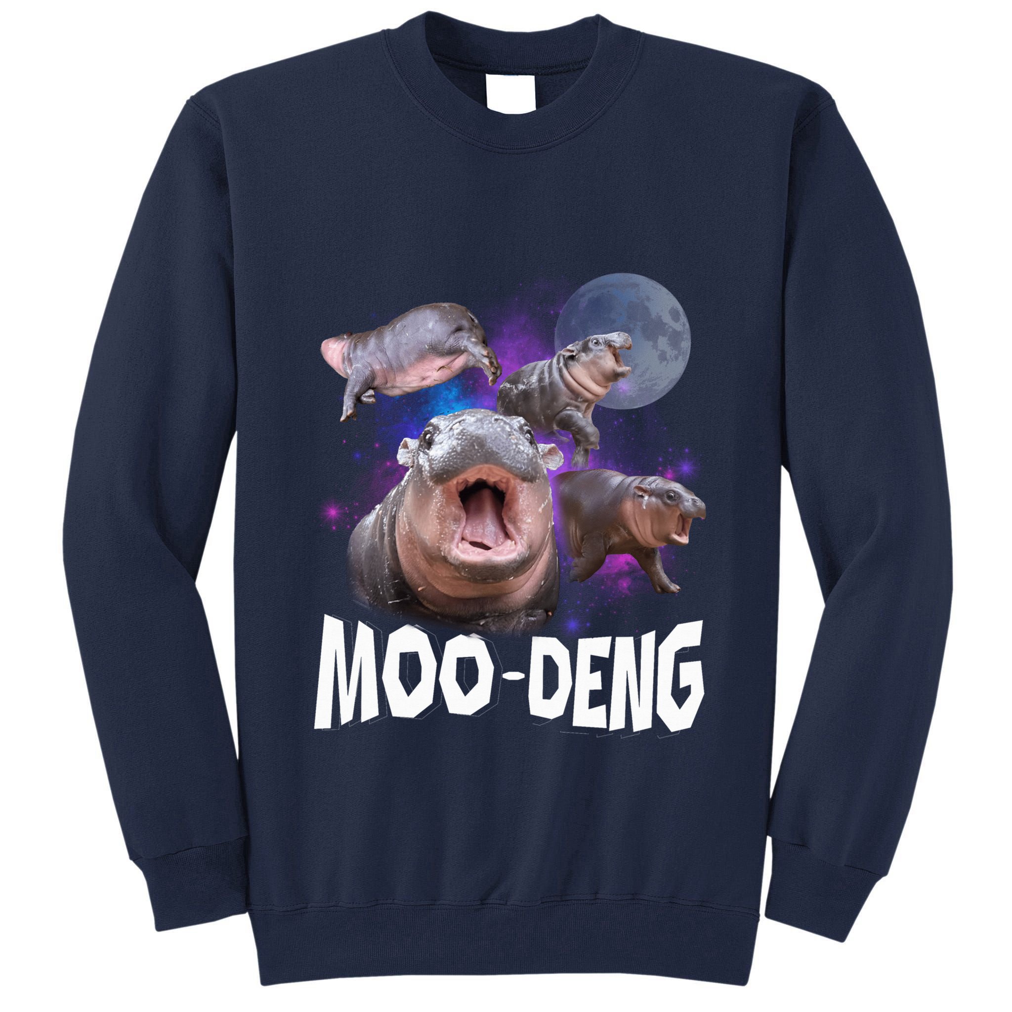 Famous Baby Pygmy Hippo Moo Deng Funny For Animal Lover Tall Sweatshirt