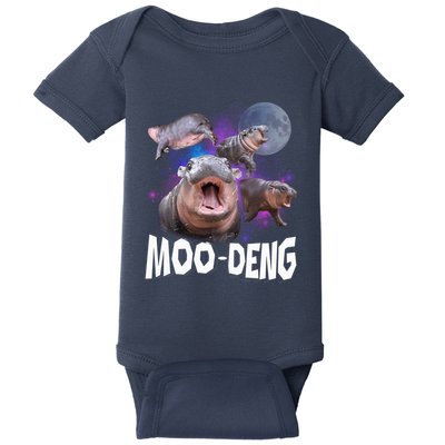 Famous Baby Pygmy Hippo Moo Deng Funny For Animal Lover Baby Bodysuit