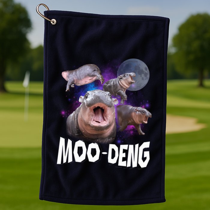 Famous Baby Pygmy Hippo Moo Deng Funny For Animal Lover Golf Towel