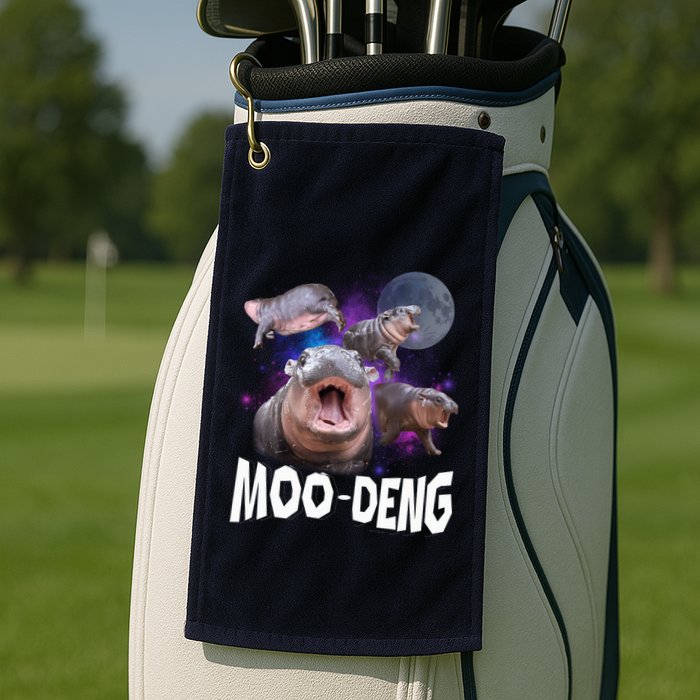 Famous Baby Pygmy Hippo Moo Deng Funny For Animal Lover Golf Towel
