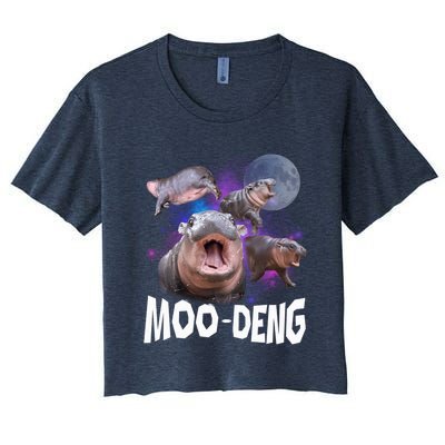 Famous Baby Pygmy Hippo Moo Deng Funny For Animal Lover Women's Crop Top Tee