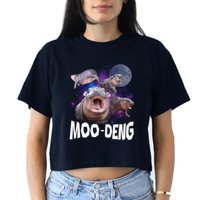 Famous Baby Pygmy Hippo Moo Deng Funny For Animal Lover Crop Top