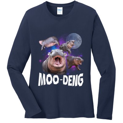 Famous Baby Pygmy Hippo Moo Deng Funny For Animal Lover Ladies Long Sleeve Shirt