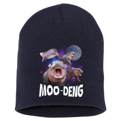 Famous Baby Pygmy Hippo Moo Deng Funny For Animal Lover Short Acrylic Beanie