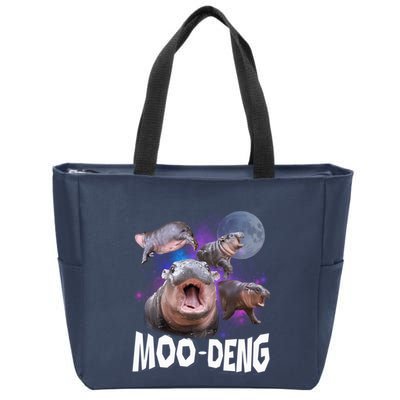 Famous Baby Pygmy Hippo Moo Deng Funny For Animal Lover Zip Tote Bag