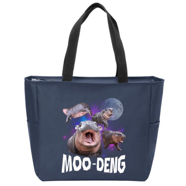 Famous Baby Pygmy Hippo Moo Deng Funny For Animal Lover Zip Tote Bag