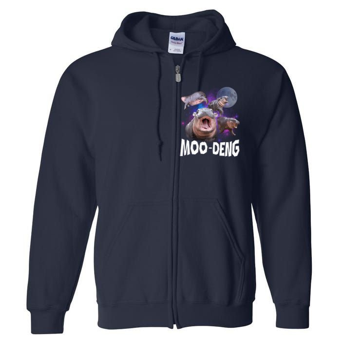 Famous Baby Pygmy Hippo Moo Deng Funny For Animal Lover Full Zip Hoodie