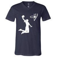 Female Basketball Player V-Neck T-Shirt