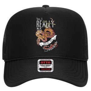 Funny Ball Python With Corn Hognose Carpet Snake Reptile High Crown Mesh Back Trucker Hat