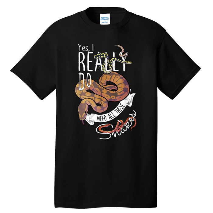 Funny Ball Python With Corn Hognose Carpet Snake Reptile Tall T-Shirt