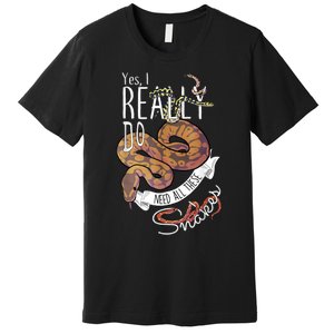 Funny Ball Python With Corn Hognose Carpet Snake Reptile Premium T-Shirt