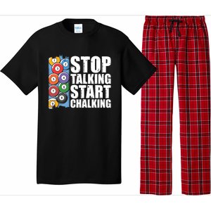 Funny Billiard Pool Cue Player Gift Stop Talking Start Chalking Cool Gift Pajama Set