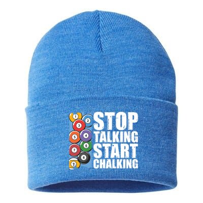 Funny Billiard Pool Cue Player Gift Stop Talking Start Chalking Cool Gift Sustainable Knit Beanie