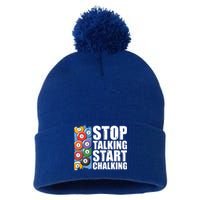 Funny Billiard Pool Cue Player Gift Stop Talking Start Chalking Cool Gift Pom Pom 12in Knit Beanie