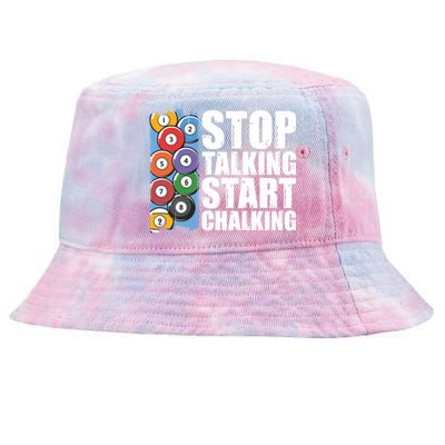 Funny Billiard Pool Cue Player Gift Stop Talking Start Chalking Cool Gift Tie-Dyed Bucket Hat