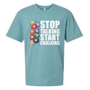 Funny Billiard Pool Cue Player Gift Stop Talking Start Chalking Cool Gift Sueded Cloud Jersey T-Shirt