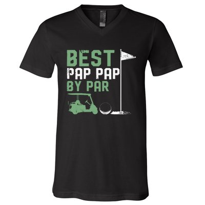 Funny Best Pap Pap By Par FatherS Day Golf Lover Golfer V-Neck T-Shirt