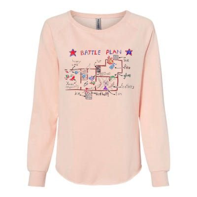 Funny Battle Plan Christmas Home Hand Dawn Alone Xmas Womens California Wash Sweatshirt