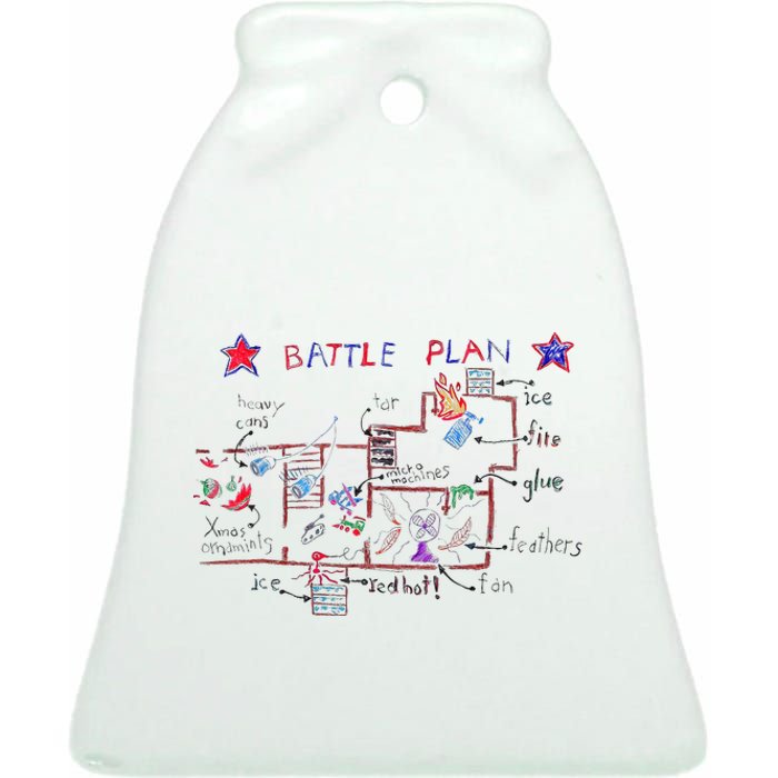 Funny Battle Plan Christmas Home Hand Dawn Alone Xmas Ceramic Bell Ornament