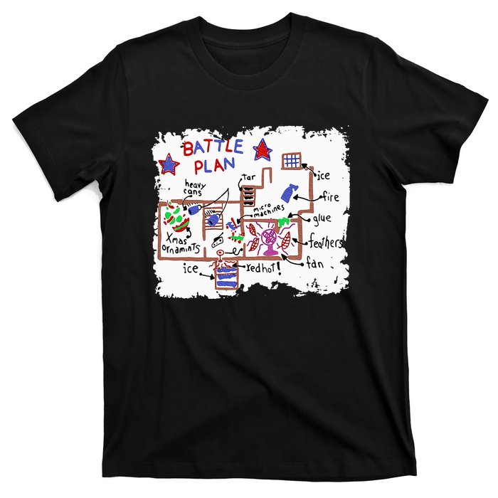 Funny Battle Plan Christmas Home Hand Dawn Alone Xmas T-Shirt