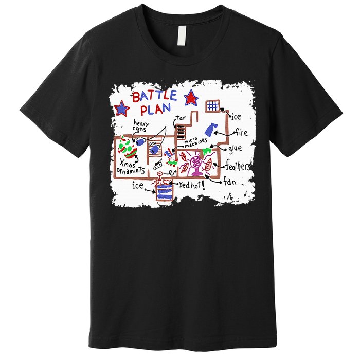 Funny Battle Plan Christmas Home Hand Dawn Alone Xmas Premium T-Shirt