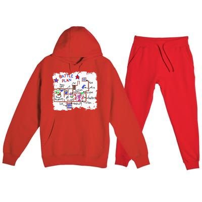 Funny Battle Plan Christmas Home Hand Dawn Alone Xmas Premium Hooded Sweatsuit Set