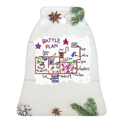 Funny Battle Plan Christmas Home Hand Dawn Alone Xmas Ceramic Bell Ornament