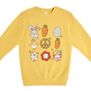 Funny Bunny Peace Floral Egg Premium Crewneck Sweatshirt