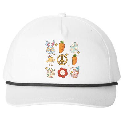 Funny Bunny Peace Floral Egg Snapback Five-Panel Rope Hat