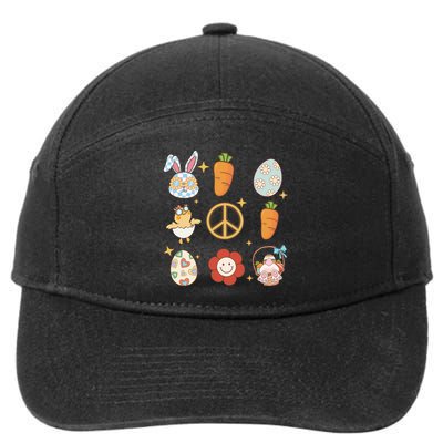 Funny Bunny Peace Floral Egg 7-Panel Snapback Hat