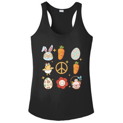 Funny Bunny Peace Floral Egg Ladies PosiCharge Competitor Racerback Tank