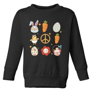 Funny Bunny Peace Floral Egg Toddler Sweatshirt