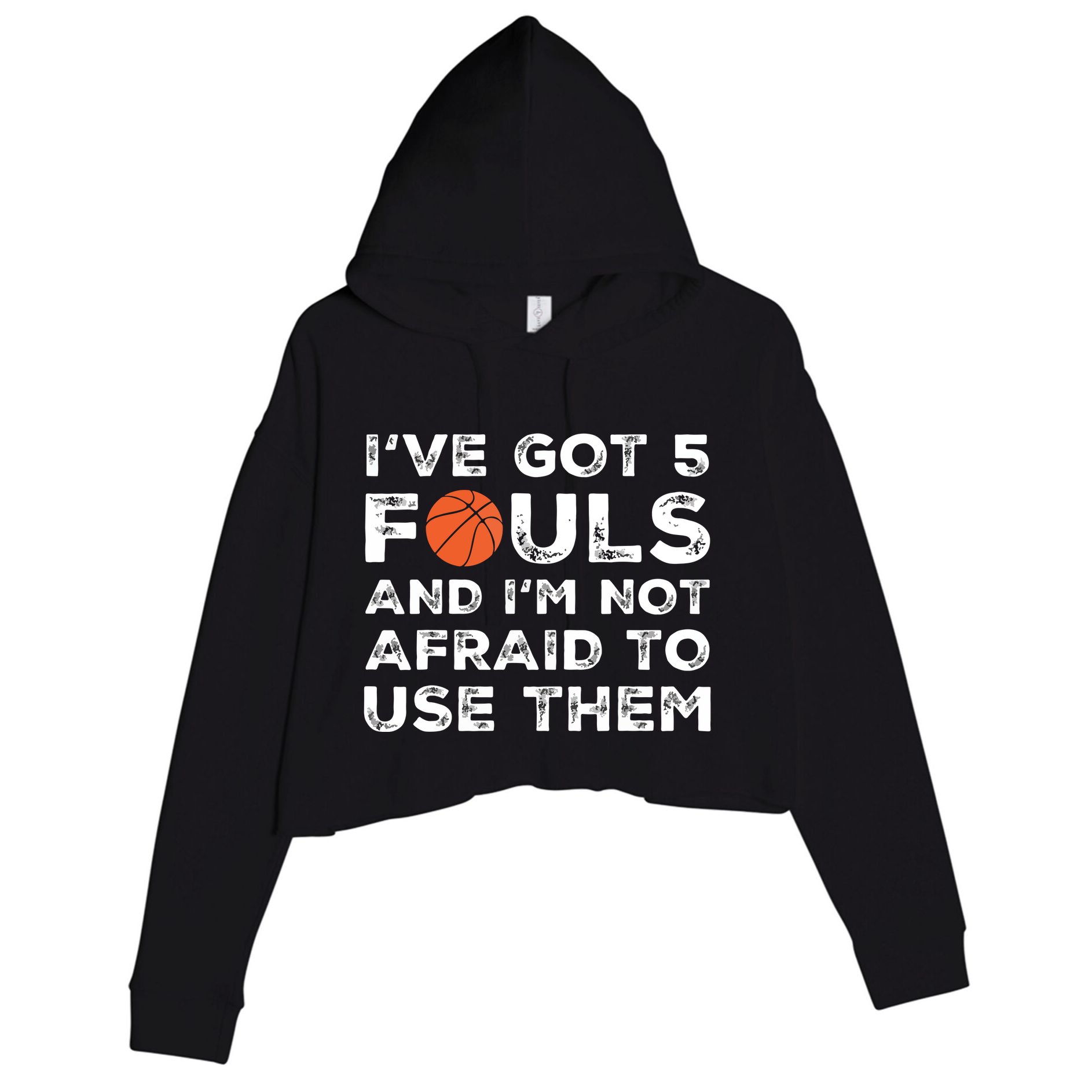 Funny Basketball Player Hoops 5 Fouls Crop Fleece Hoodie