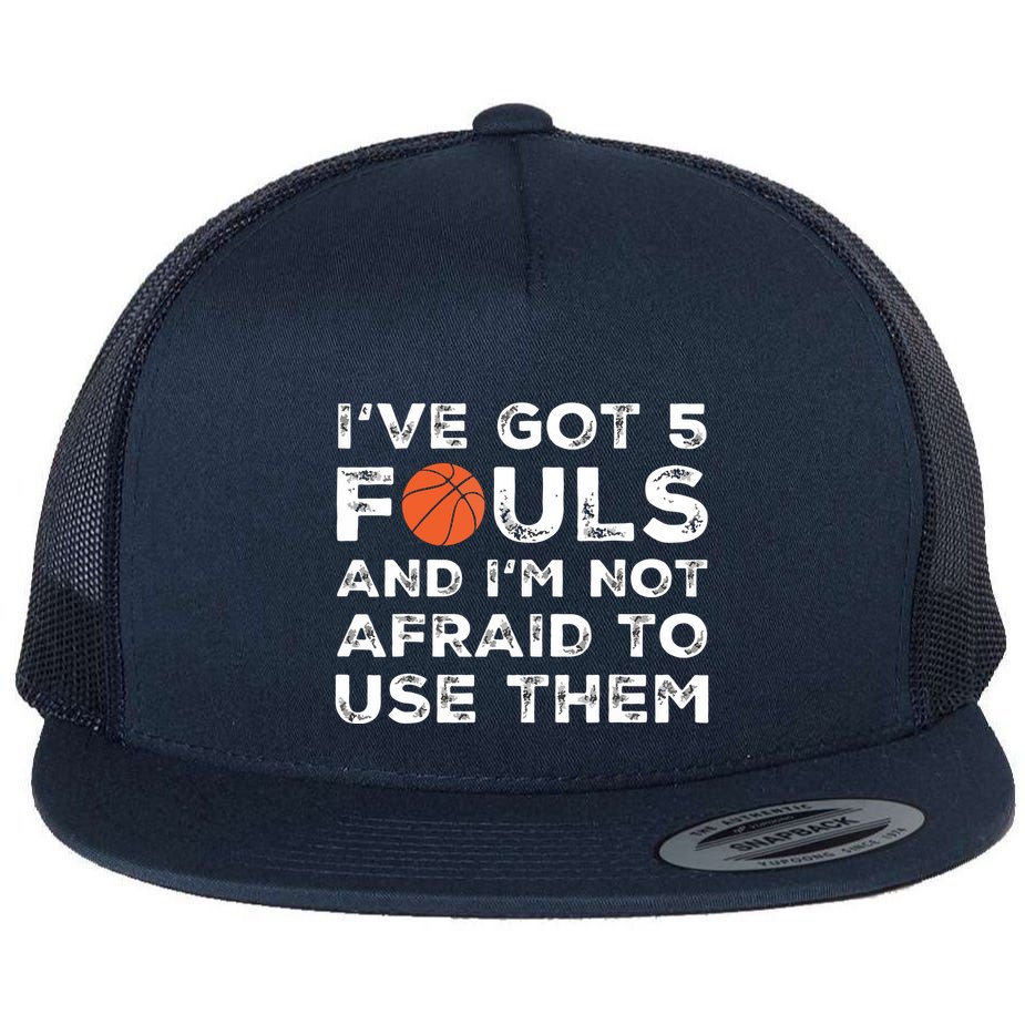 Funny Basketball Player Hoops 5 Fouls Flat Bill Trucker Hat