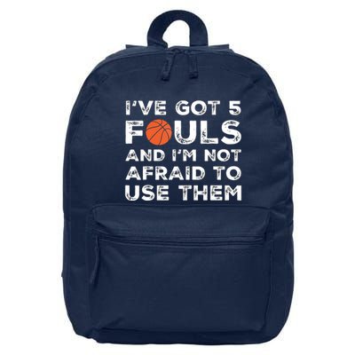 Funny Basketball Player Hoops 5 Fouls 16 in Basic Backpack