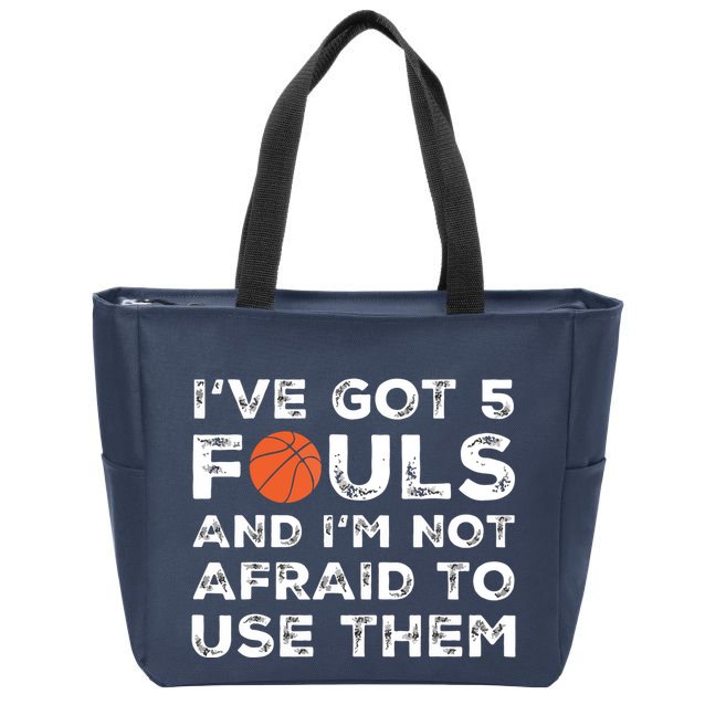 Funny Basketball Player Hoops 5 Fouls Zip Tote Bag