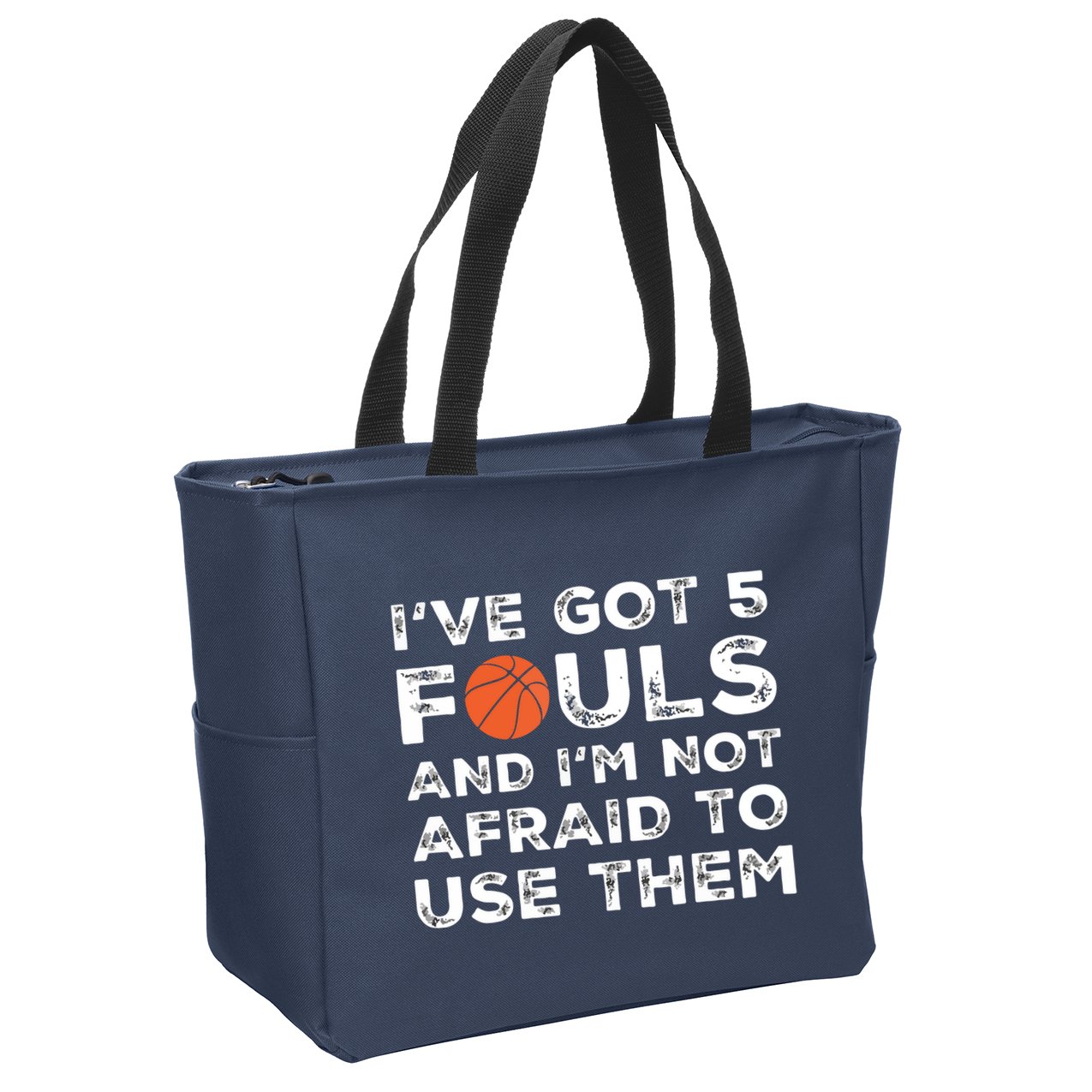 Funny Basketball Player Hoops 5 Fouls Zip Tote Bag