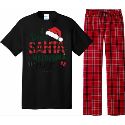 Funny Buffalo Plaid Christmas Dear Santa My Cousin Did It Pajama Set