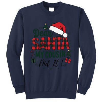 Funny Buffalo Plaid Christmas Dear Santa My Cousin Did It Sweatshirt