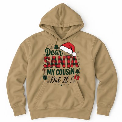 Funny Buffalo Plaid Christmas Dear Santa My Cousin Did It Hoodie