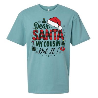 Funny Buffalo Plaid Christmas Dear Santa My Cousin Did It Sueded Cloud Jersey T-Shirt