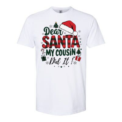 Funny Buffalo Plaid Christmas Dear Santa My Cousin Did It Softstyle CVC T-Shirt